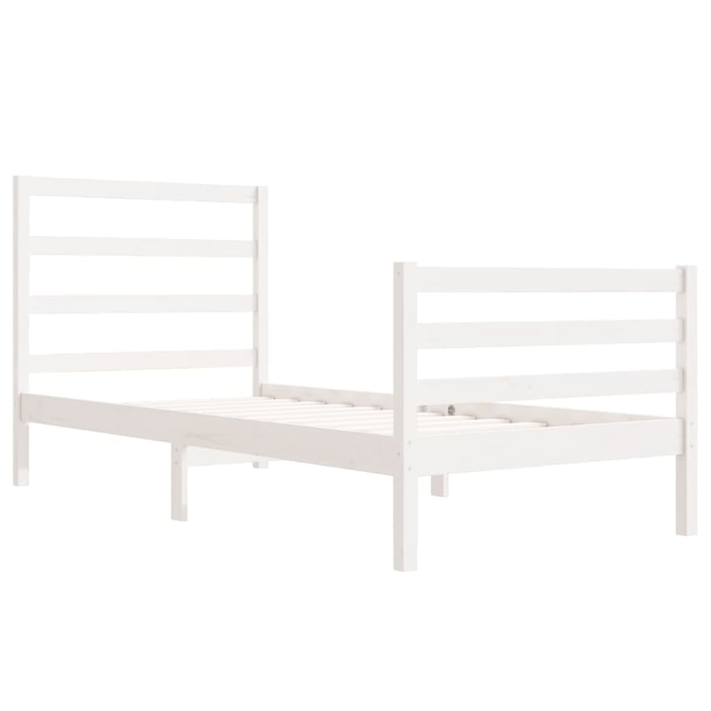 Estrutura de cama solteiro 90x190 cm pinho maciço branco
