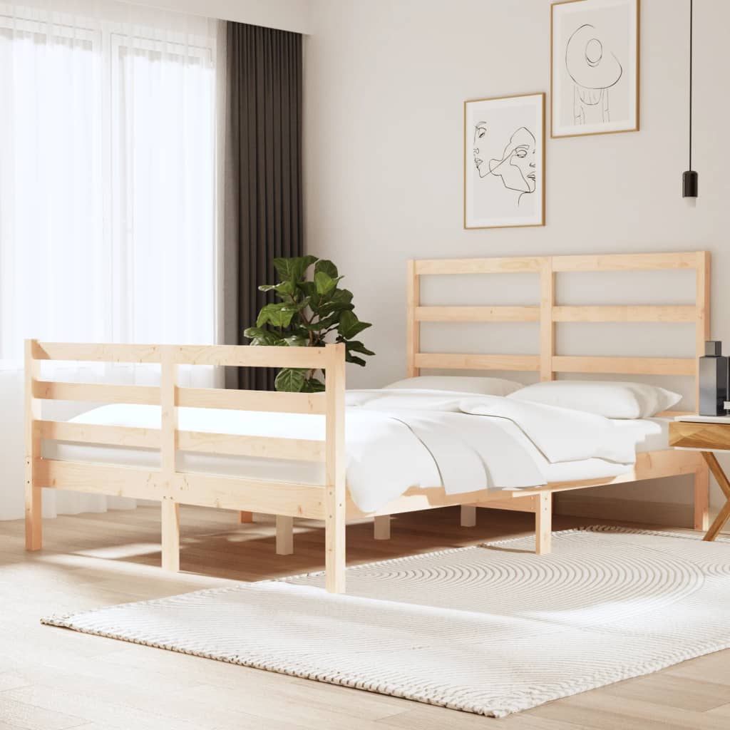 Estrutura de cama pequena casal 120x190 cm pinho maciço branco