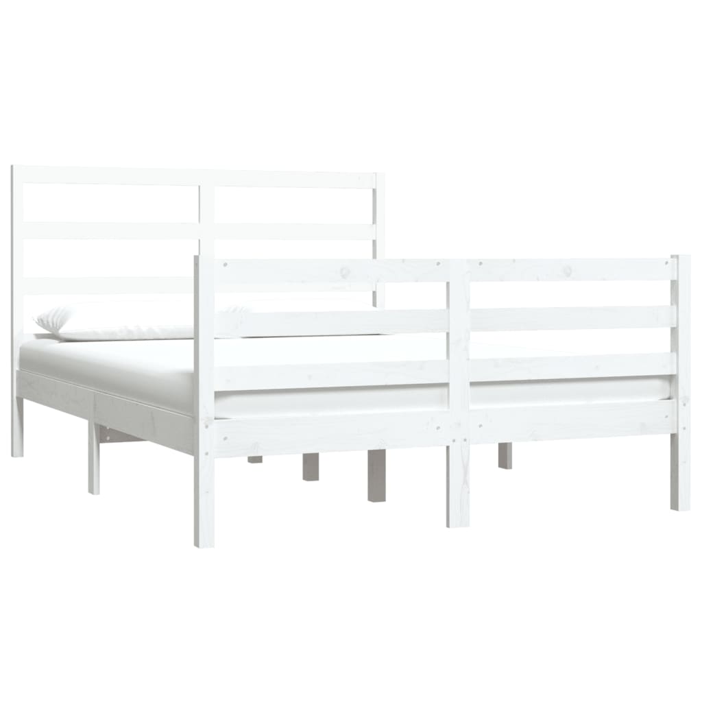 Estrutura de cama pequena casal 120x190 cm pinho maciço branco