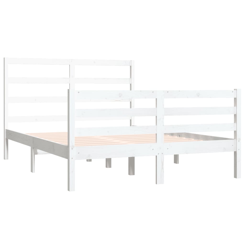 Estrutura de cama pequena casal 120x190 cm pinho maciço branco