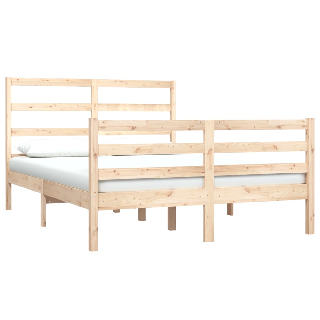 Estrutura de cama casal 135x190 cm pinho maciço branco