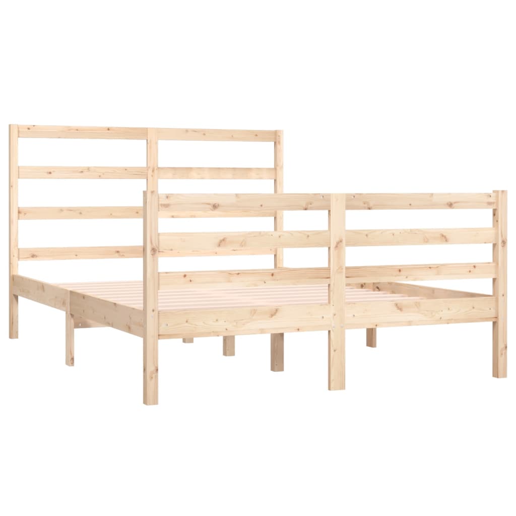 Estrutura de cama casal 135x190 cm pinho maciço branco