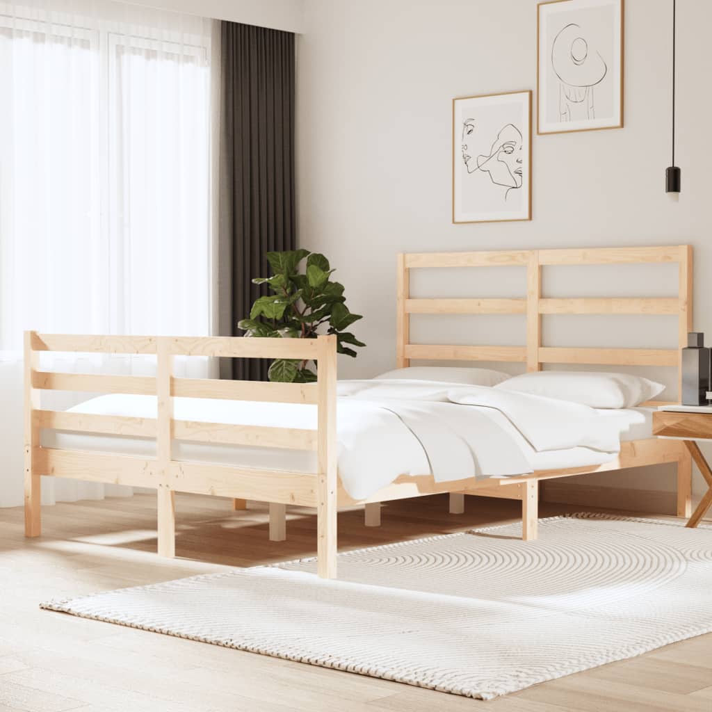 Estrutura de cama casal 135x190 cm pinho maciço branco