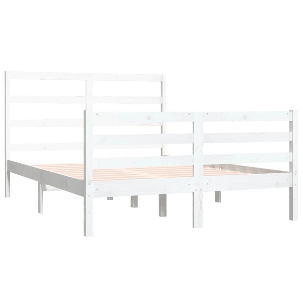 Estrutura de cama casal 135x190 cm pinho maciço branco