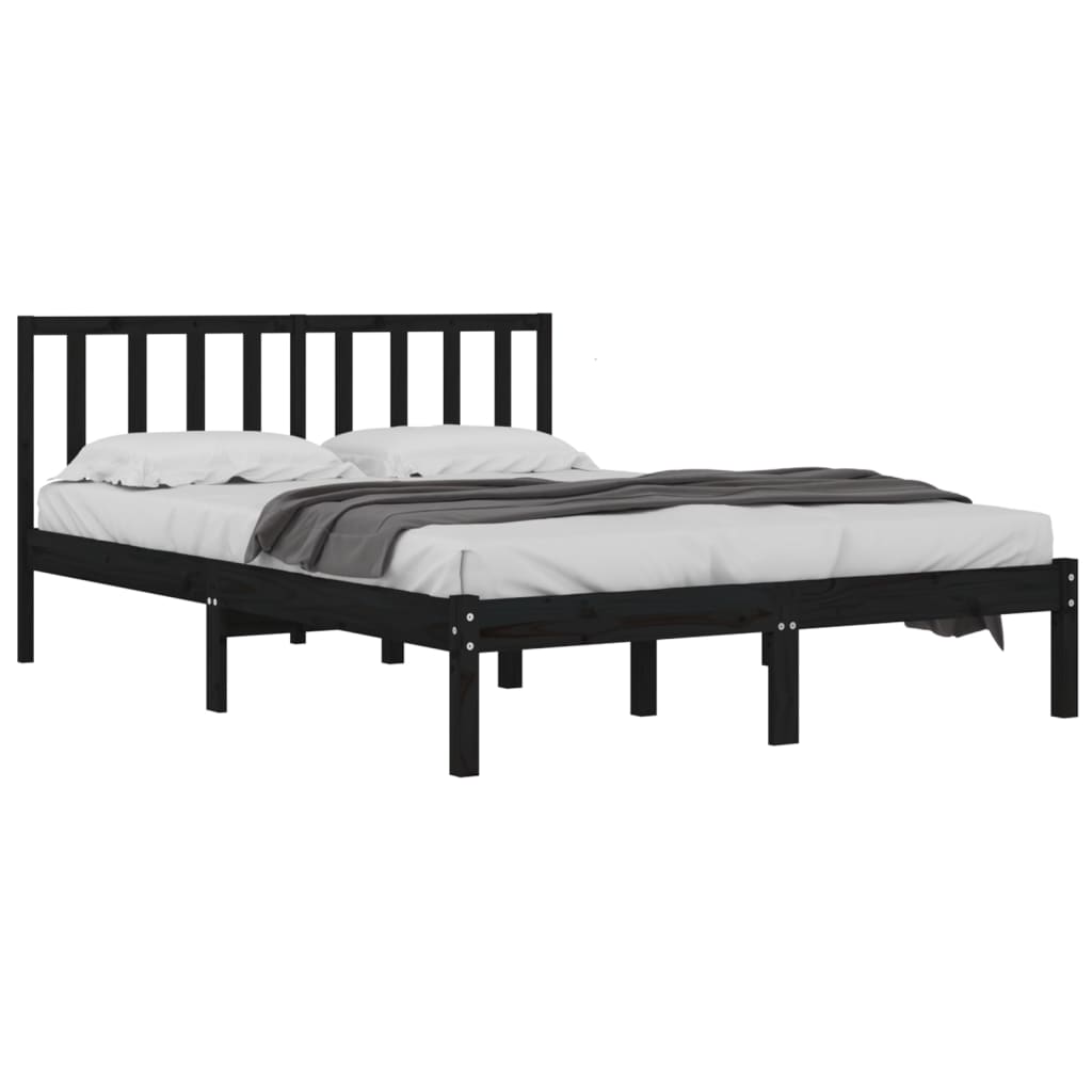 Estrutura de cama 140x190 cm madeira de pinho maciça branco