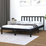 Estrutura de cama king 150x200 cm pinho maciço preto