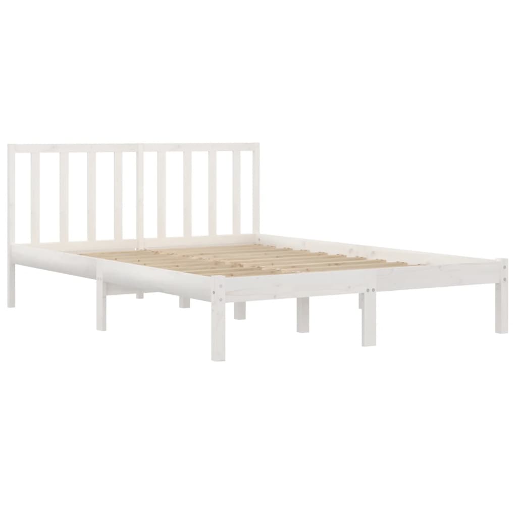 Estrutura de cama 200x200 cm madeira de pinho maciça branco