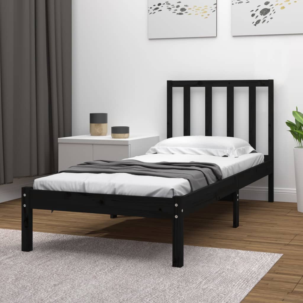Estrutura de cama pequena solteiro 75x190cm pinho maciço branco