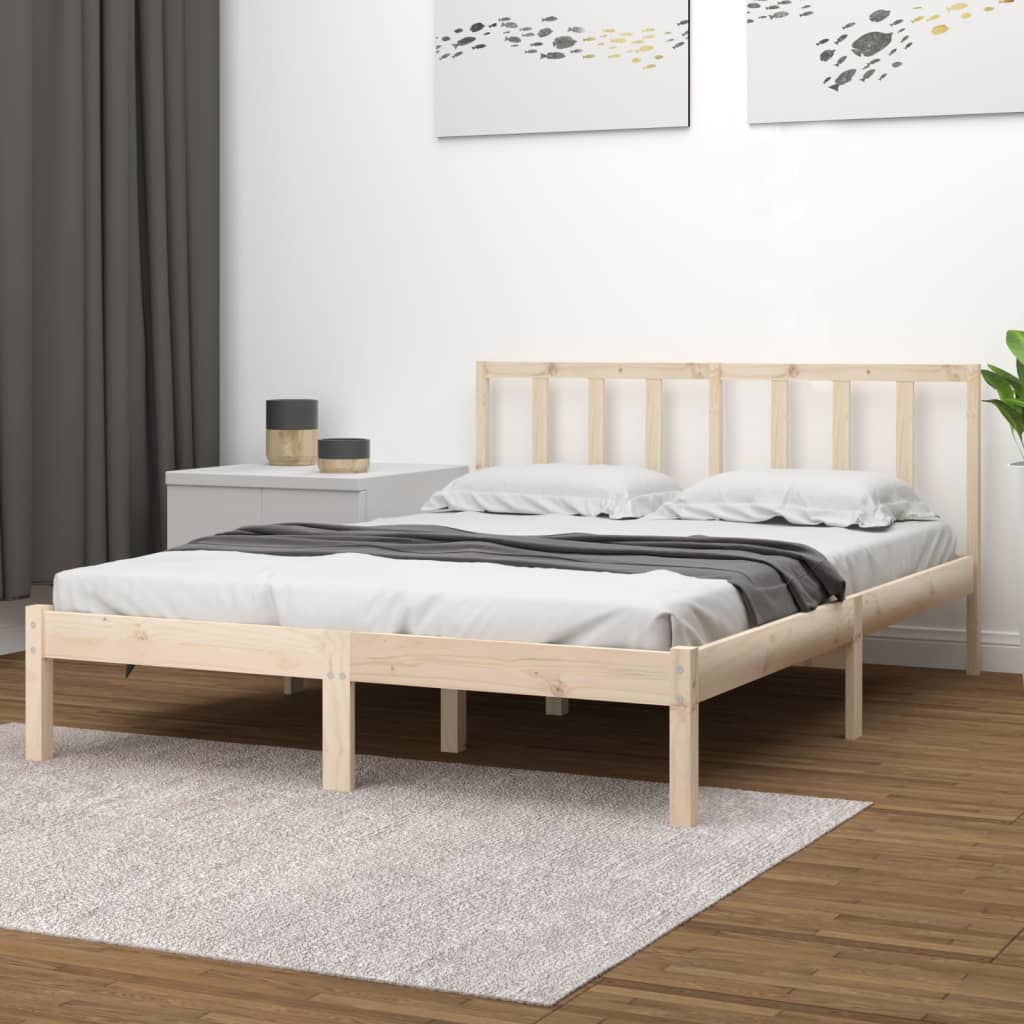 Estrutura de cama casal 135x190 cm pinho maciço branco