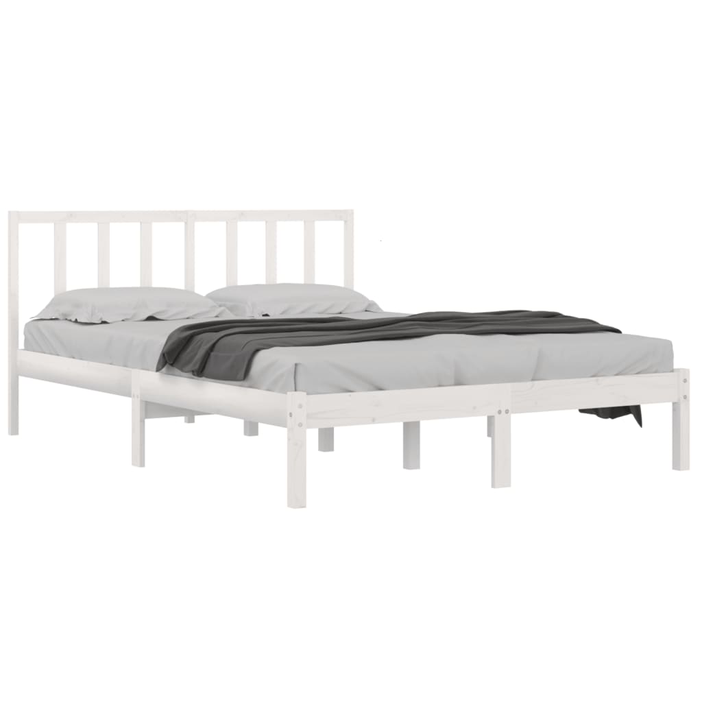 Estrutura de cama casal 135x190 cm pinho maciço branco