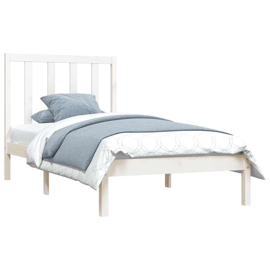 Estrutura de cama pequena solteiro 75x190cm pinho maciço branco
