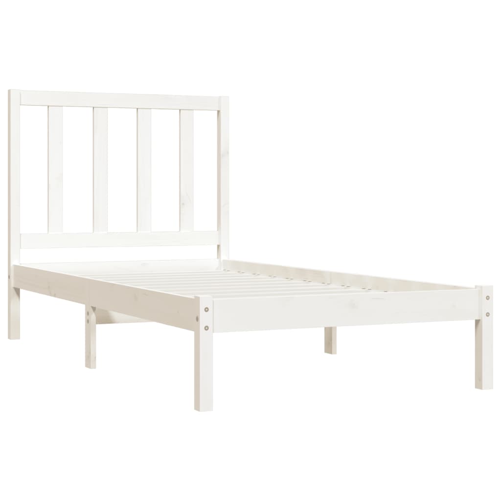 Estrutura de cama pequena solteiro 75x190cm pinho maciço branco