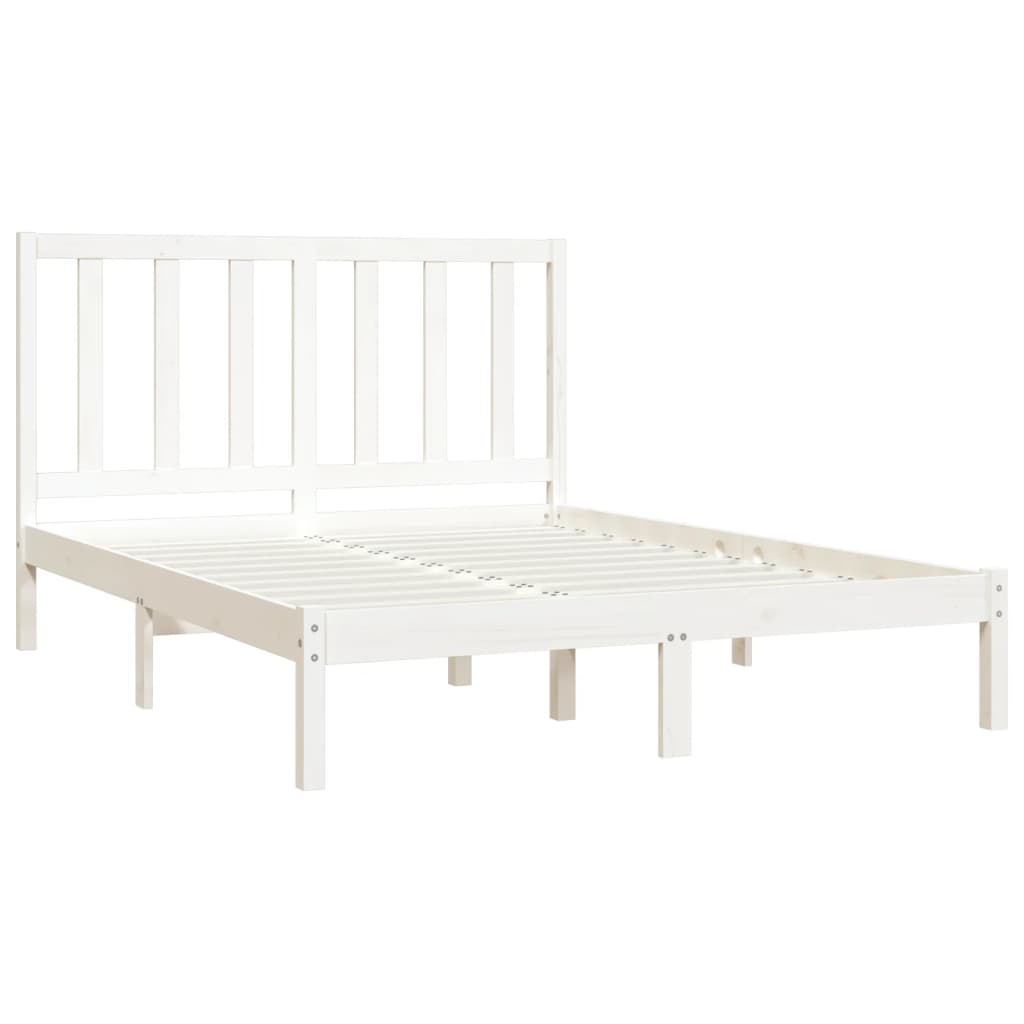 Estrutura de cama casal 135x190 cm pinho maciço branco