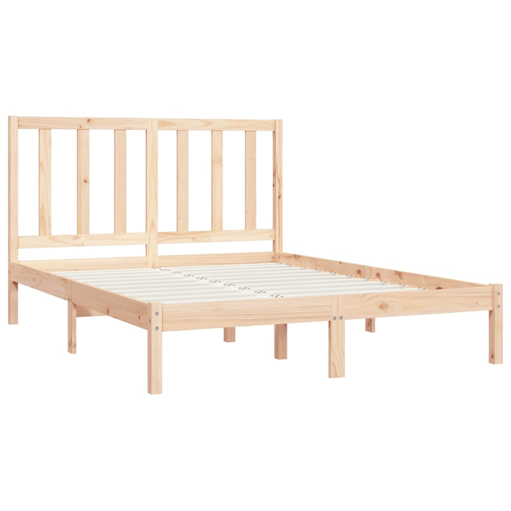 Estrutura de cama 140x190 cm madeira de pinho maciça branco