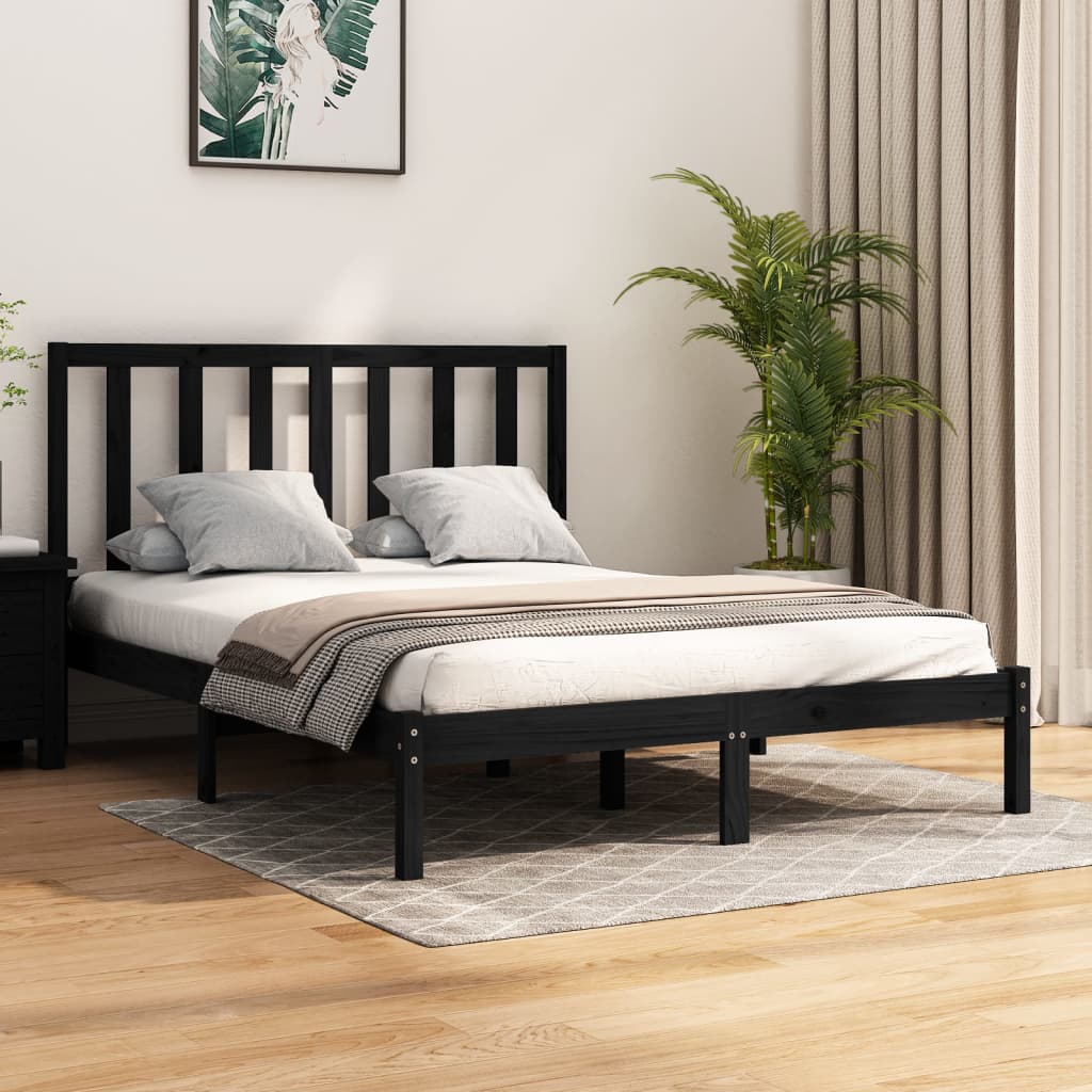 Estrutura de cama 140x190 cm madeira de pinho maciça branco