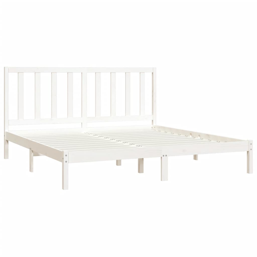 Estrutura de cama 200x200 cm madeira de pinho maciça branco