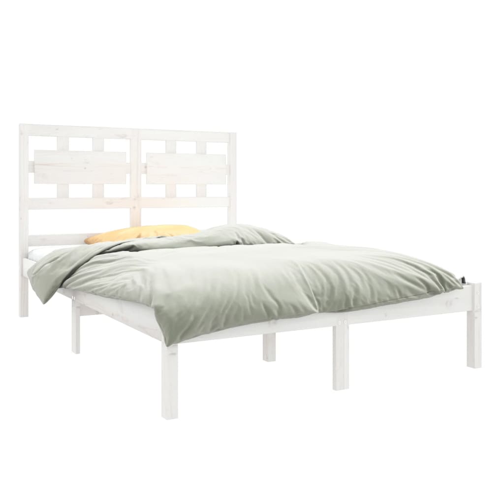 Estrutura cama pequena casal 120x190 cm pinho maciço branco