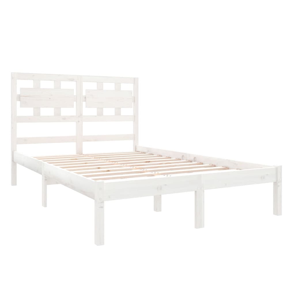 Estrutura cama pequena casal 120x190 cm pinho maciço branco