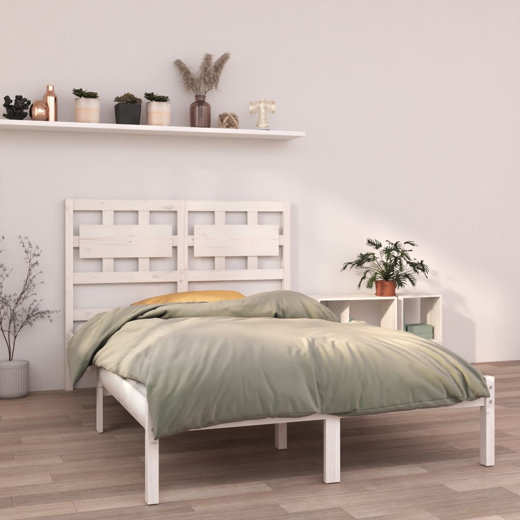 Estrutura cama pequena casal 120x190 cm pinho maciço branco
