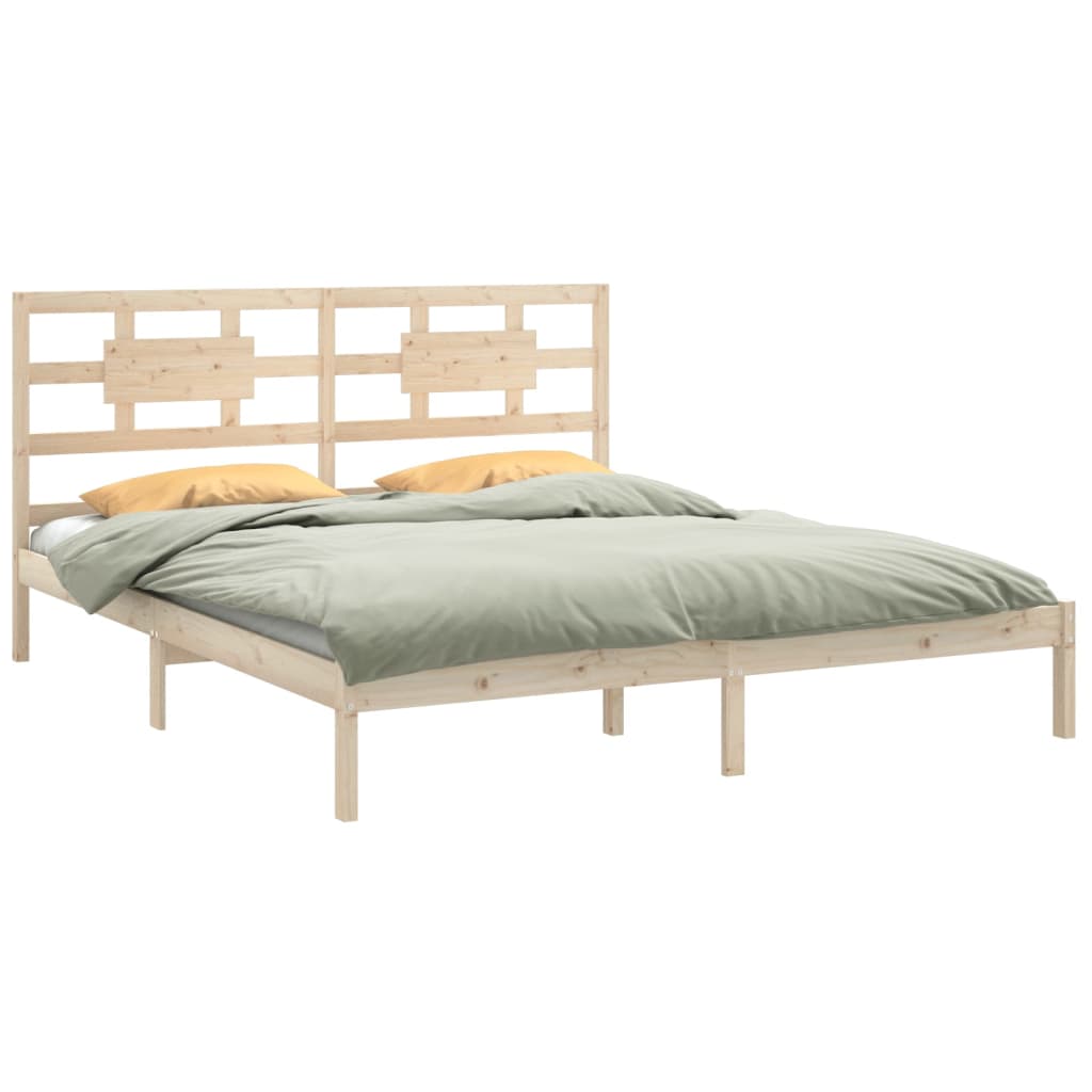 Estrutura de cama super king pinho maciço 180x200 cm branco