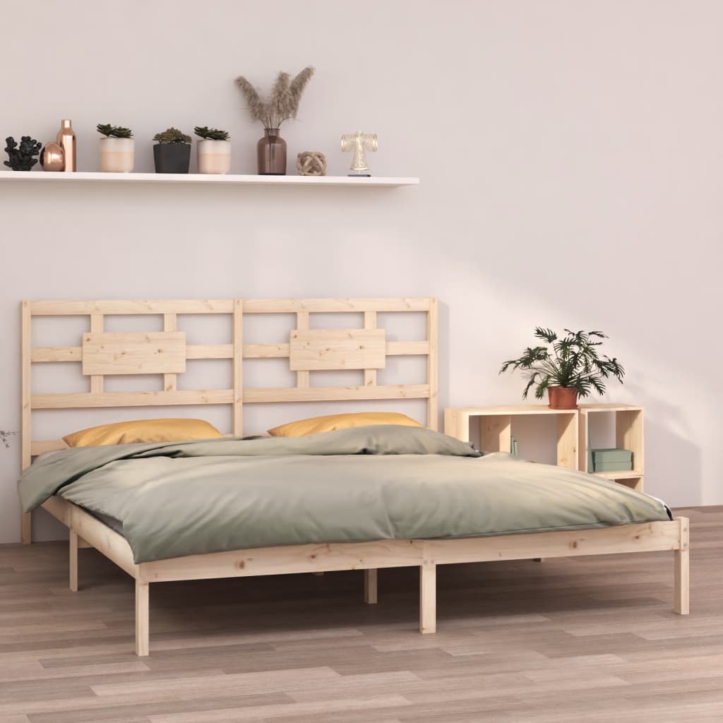 Estrutura de cama super king pinho maciço 180x200 cm branco