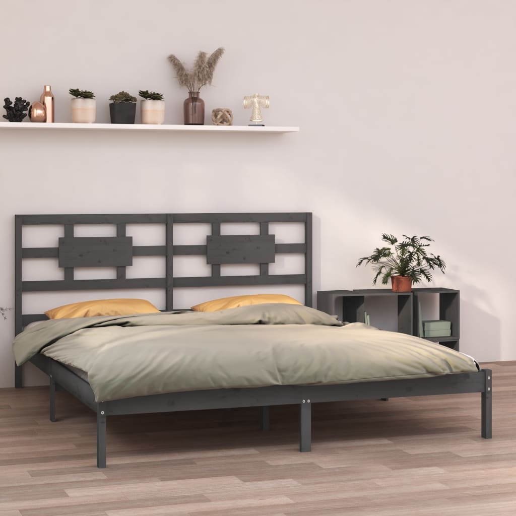 Estrutura de cama 200x200 cm madeira maciça branco