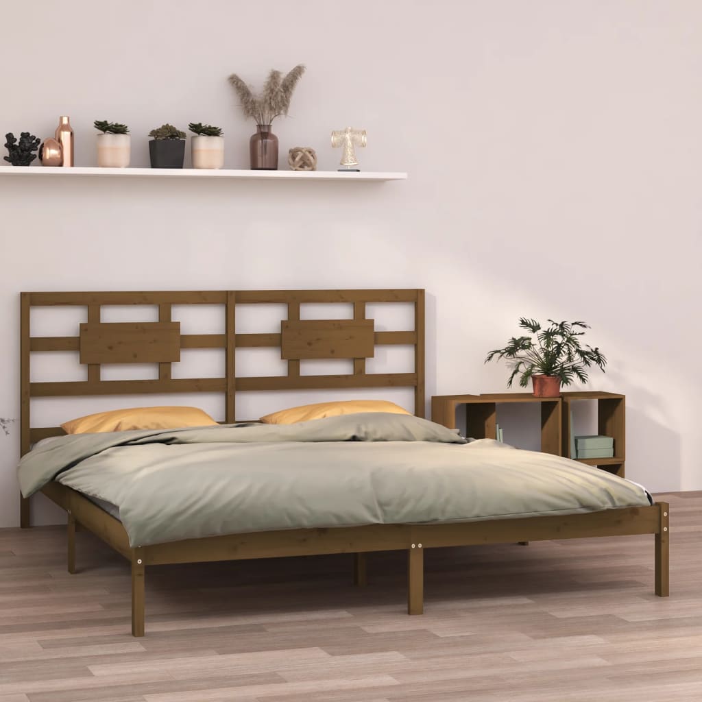 Estrutura de cama 200x200 cm madeira maciça branco