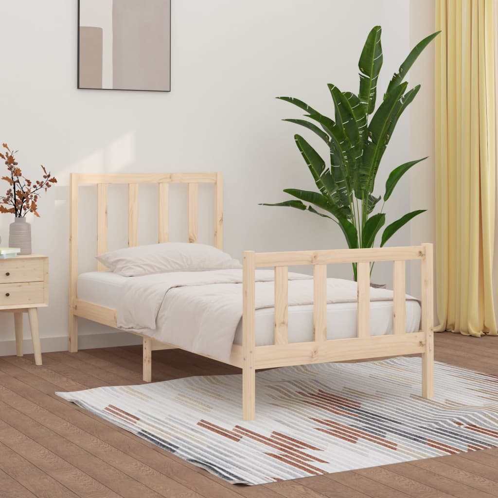 Estrutura de cama 100x200 cm madeira maciça branco