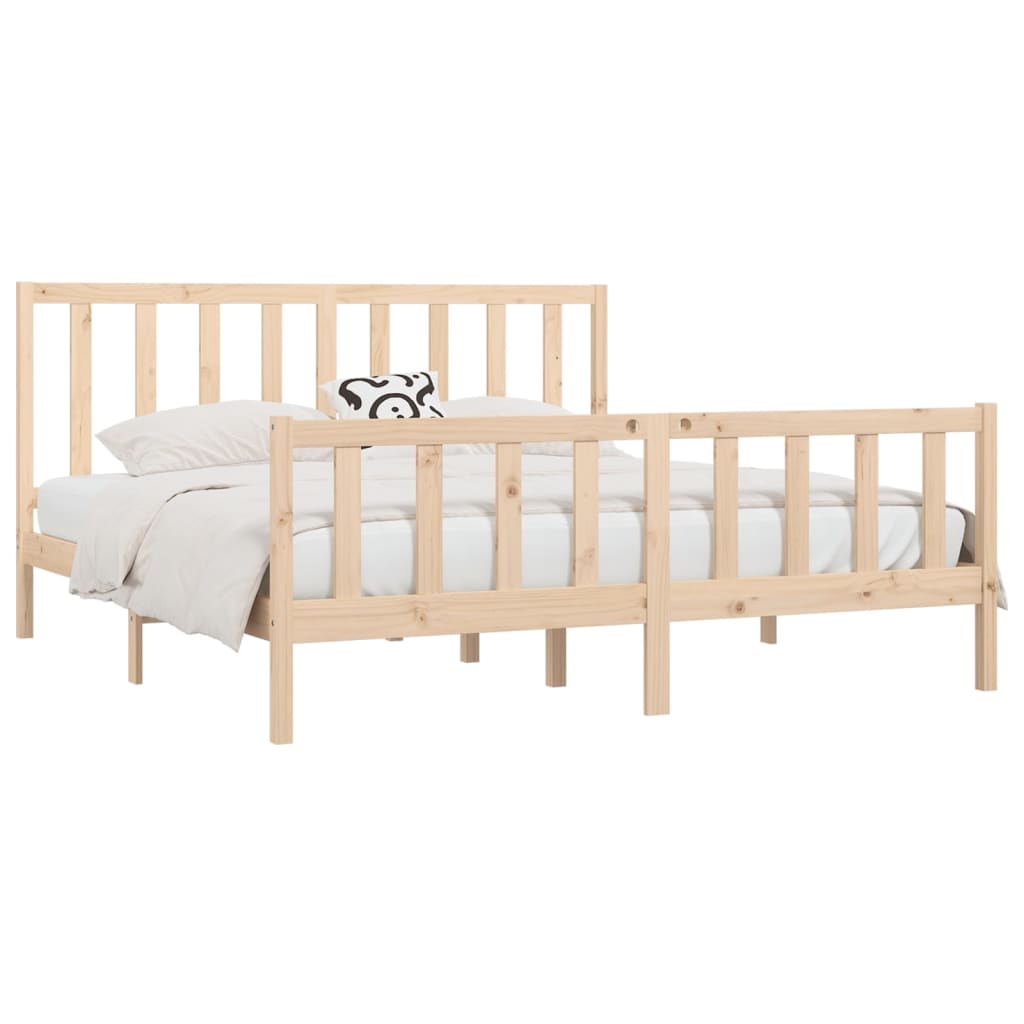 Estrutura de cama 200x200 cm madeira maciça branco