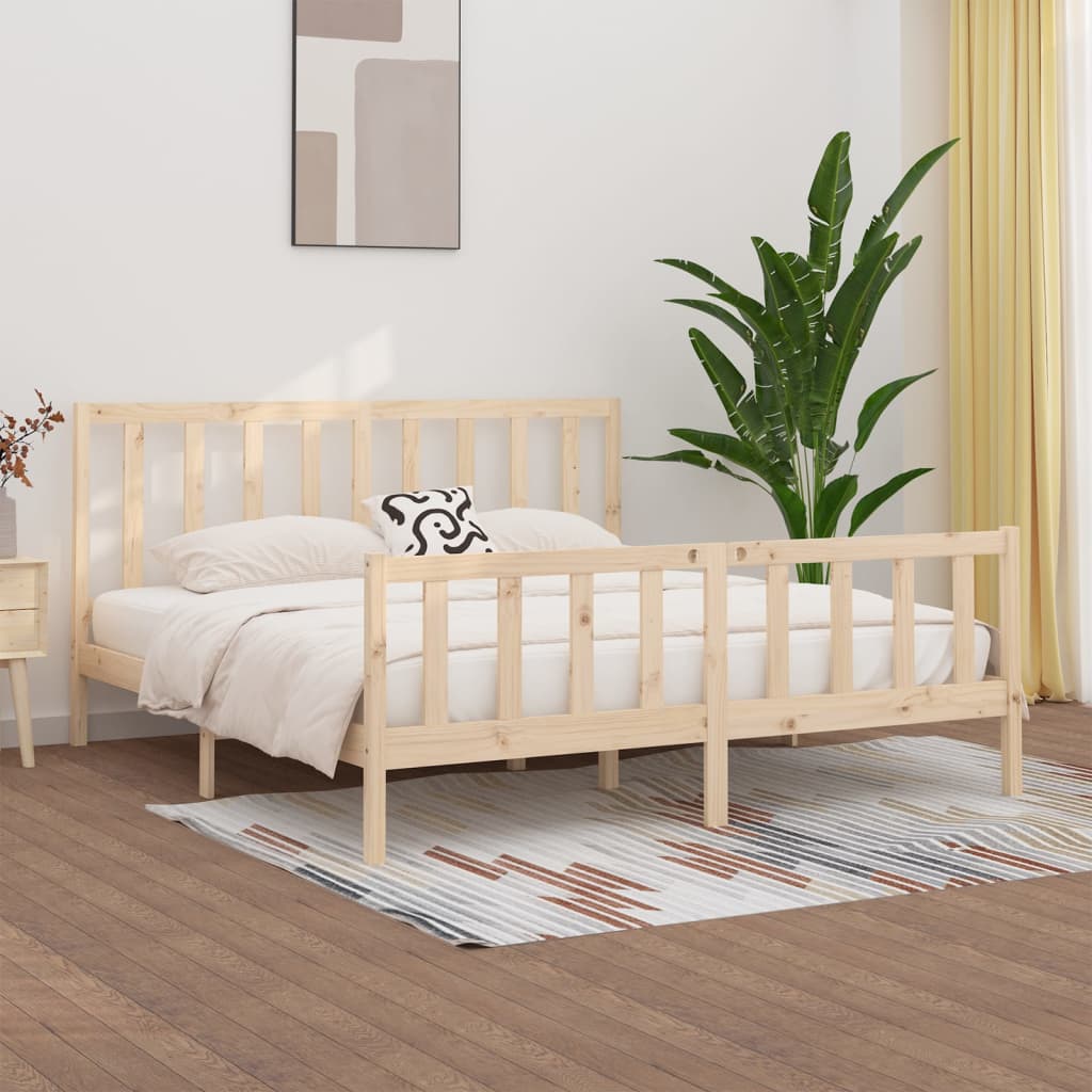 Estrutura de cama 200x200 cm madeira maciça branco