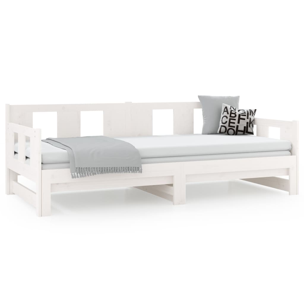 Estrutura sofá-cama de puxar 2x(80x200) cm pinho maciço branco