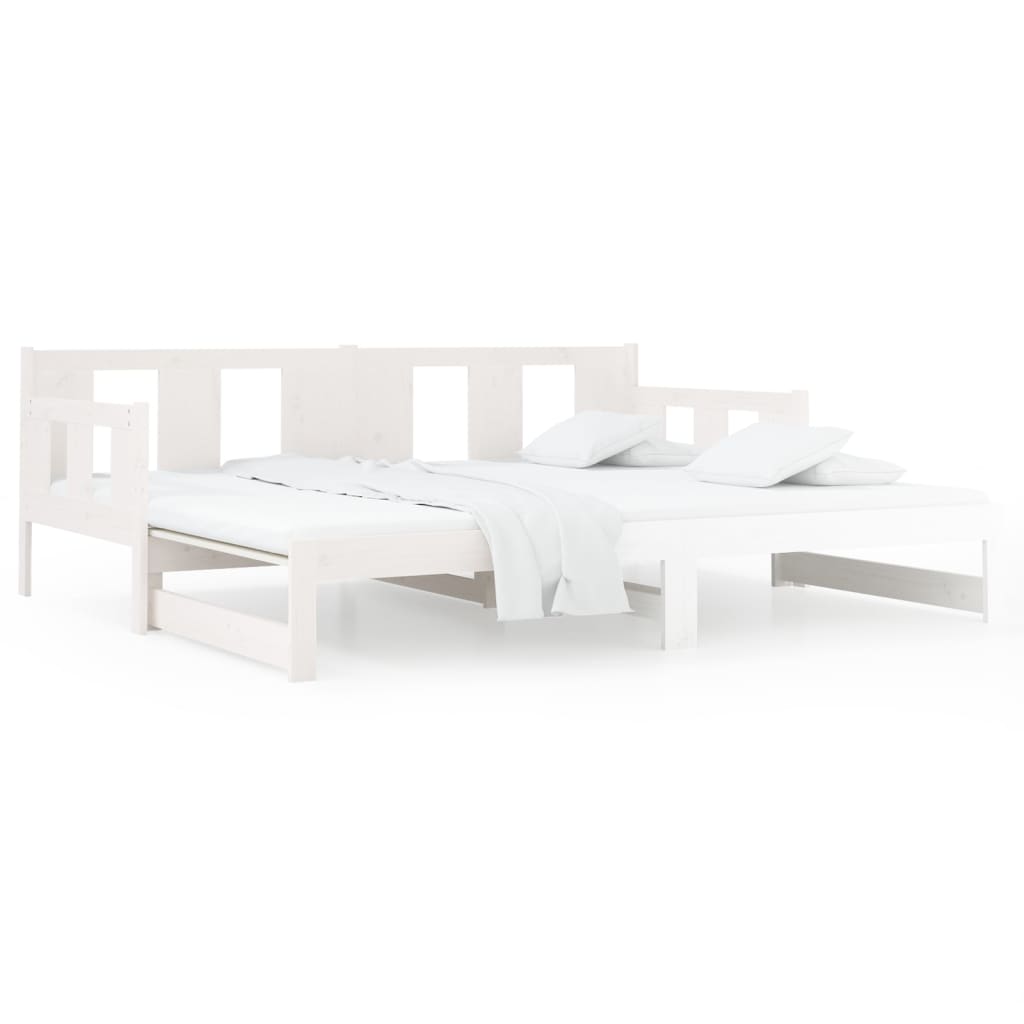 Estrutura sofá-cama de puxar 2x(80x200) cm pinho maciço branco