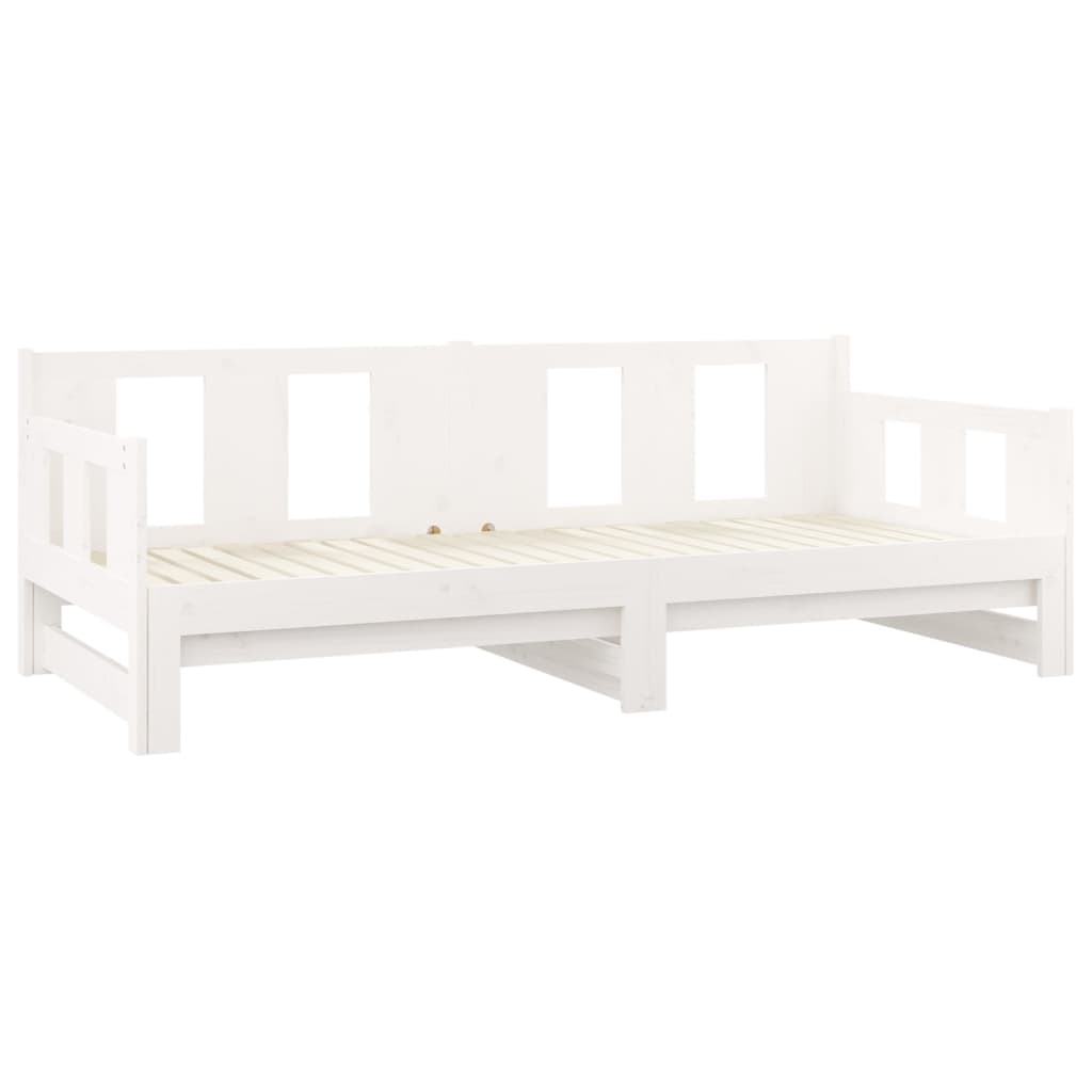 Estrutura sofá-cama de puxar 2x(80x200) cm pinho maciço branco