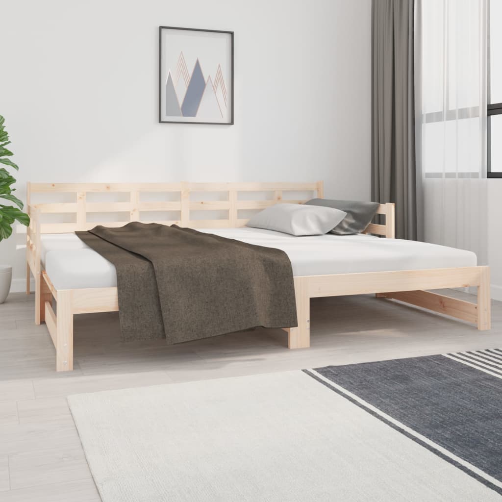 Estrutura sofá-cama de puxar pinho maciço branco 2x(90x190) cm