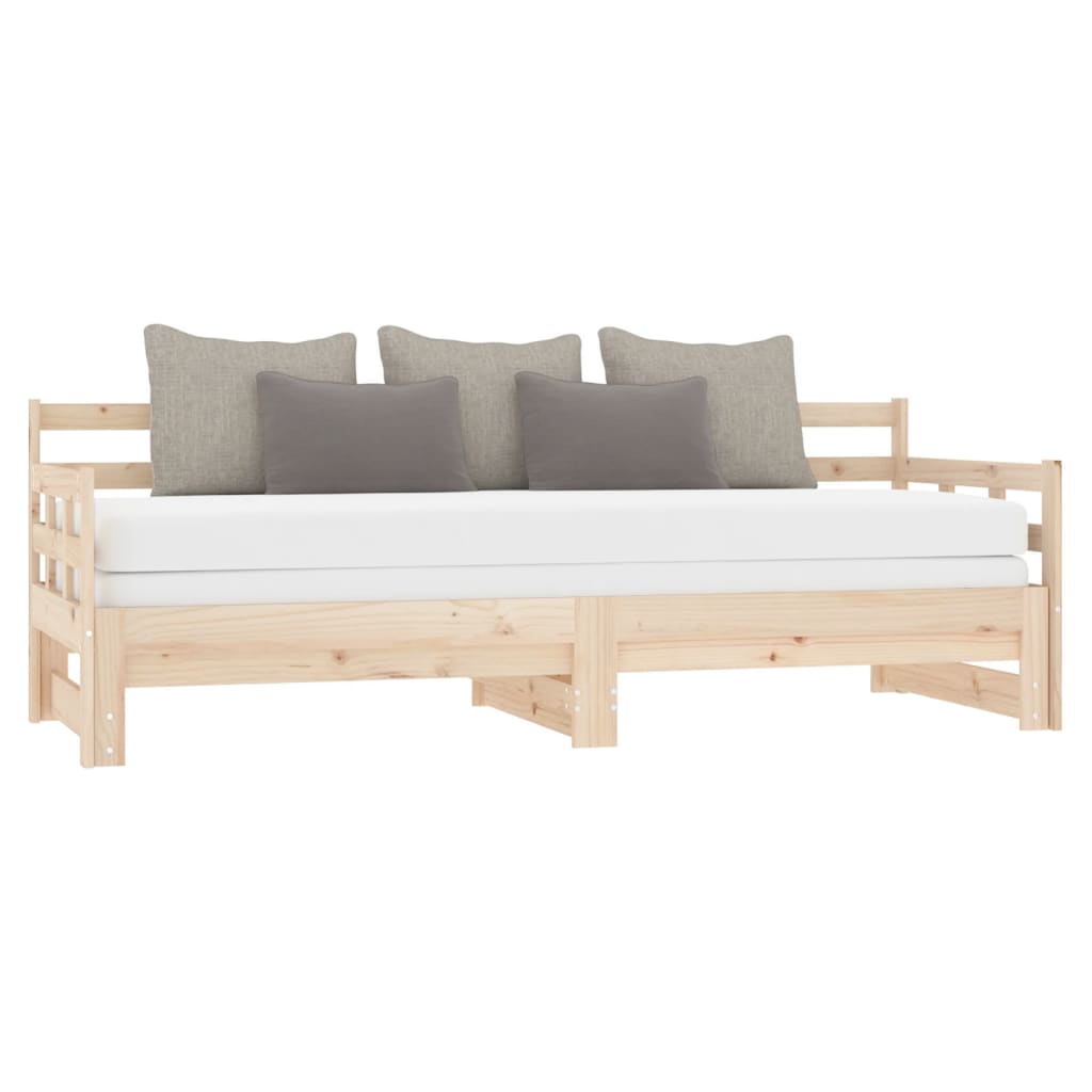 Estrutura sofá-cama de puxar pinho maciço branco 2x(90x190) cm