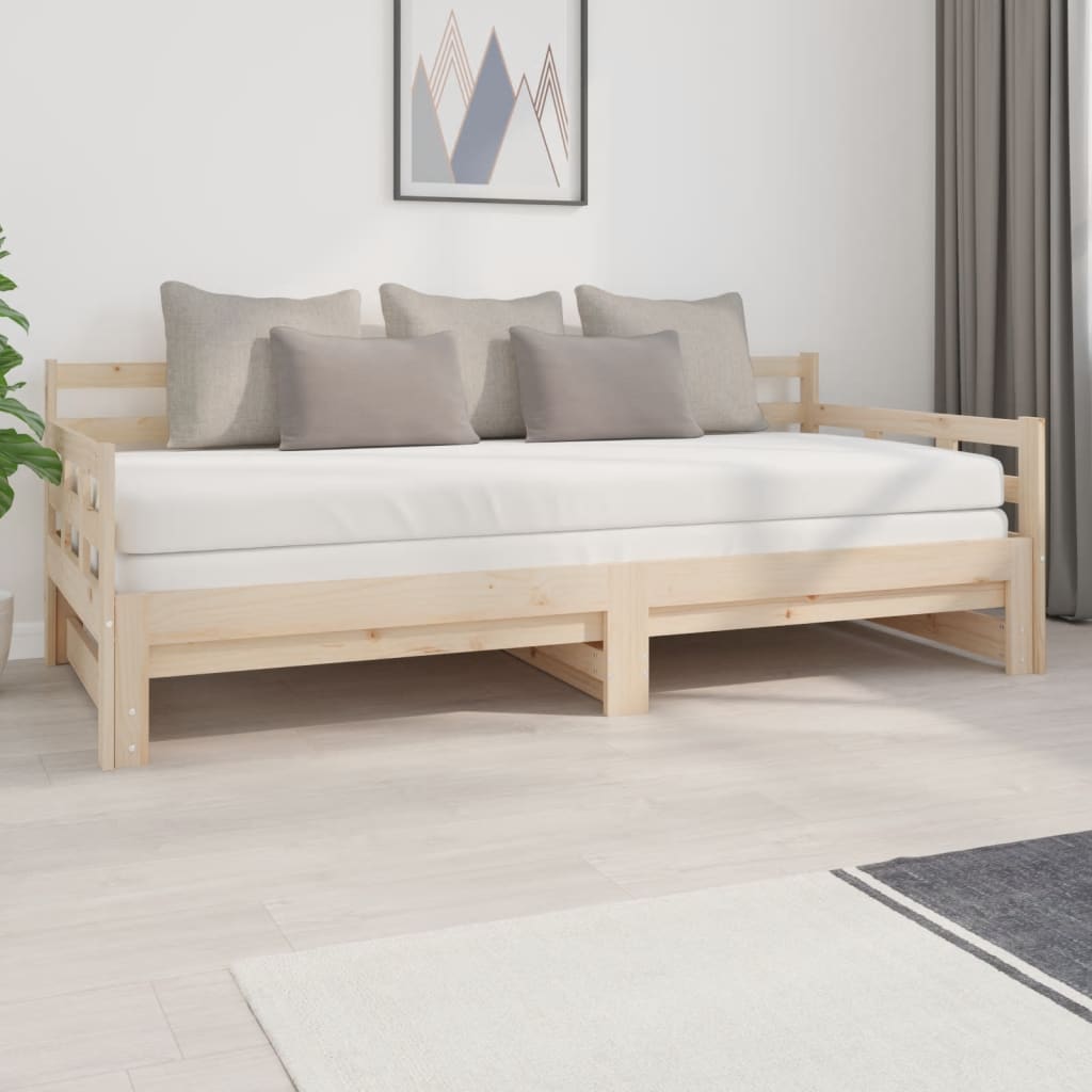 Estrutura sofá-cama de puxar pinho maciço branco 2x(90x190) cm