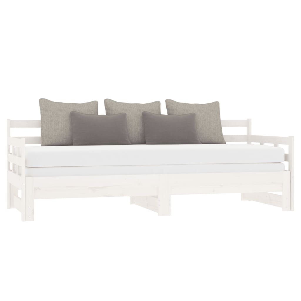 Estrutura sofá-cama de puxar pinho maciço branco 2x(90x190) cm