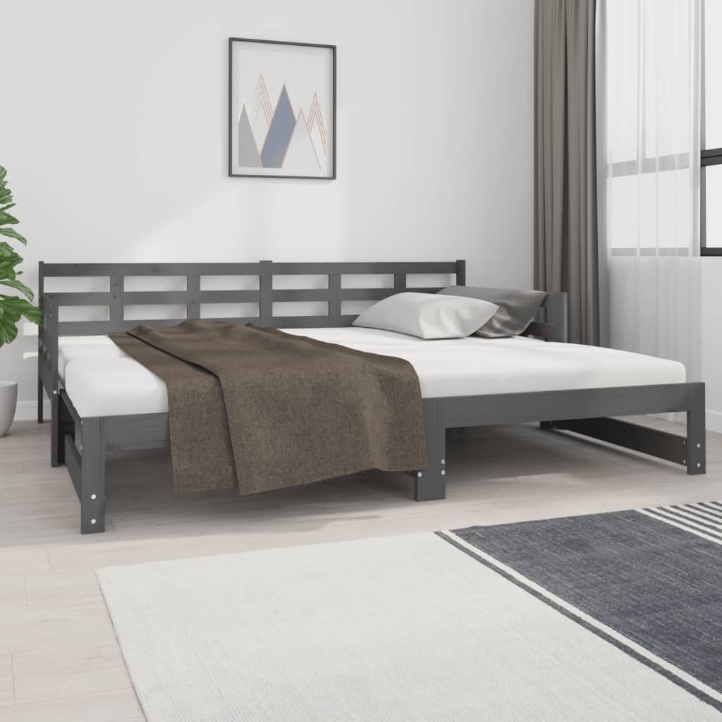 Estrutura sofá-cama de puxar pinho maciço branco 2x(90x190) cm