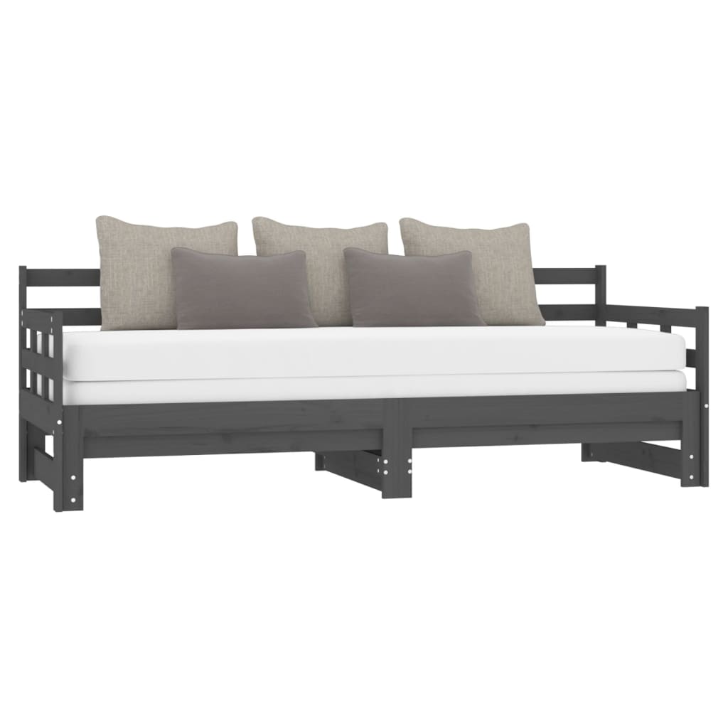 Estrutura sofá-cama de puxar pinho maciço branco 2x(90x190) cm