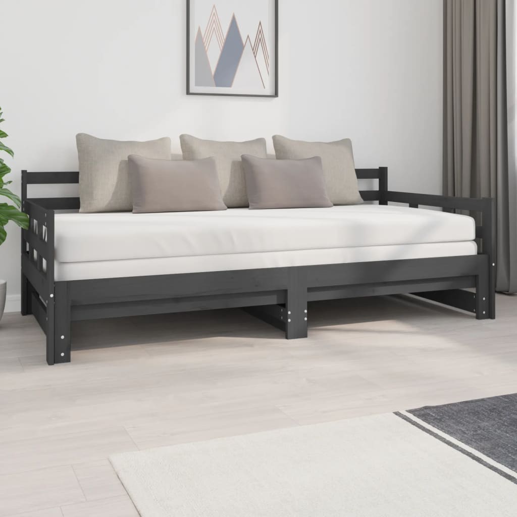 Estrutura sofá-cama de puxar pinho maciço branco 2x(90x190) cm