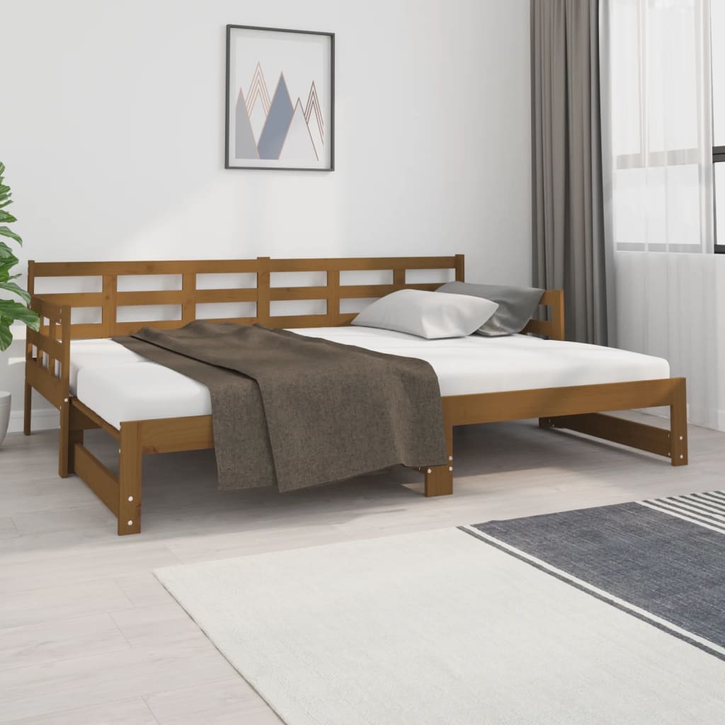 Estrutura sofá-cama de puxar pinho maciço branco 2x(90x190) cm