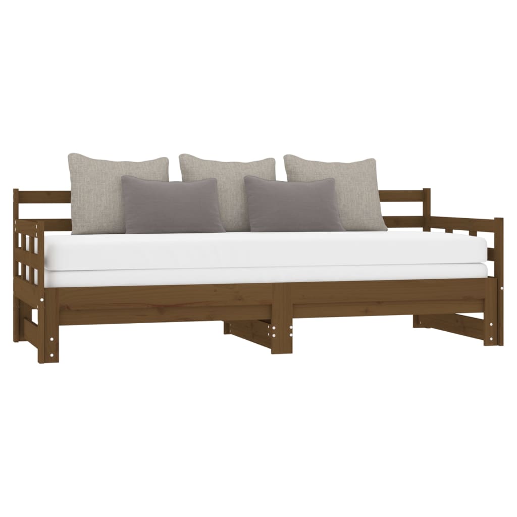 Estrutura sofá-cama de puxar pinho maciço branco 2x(90x190) cm
