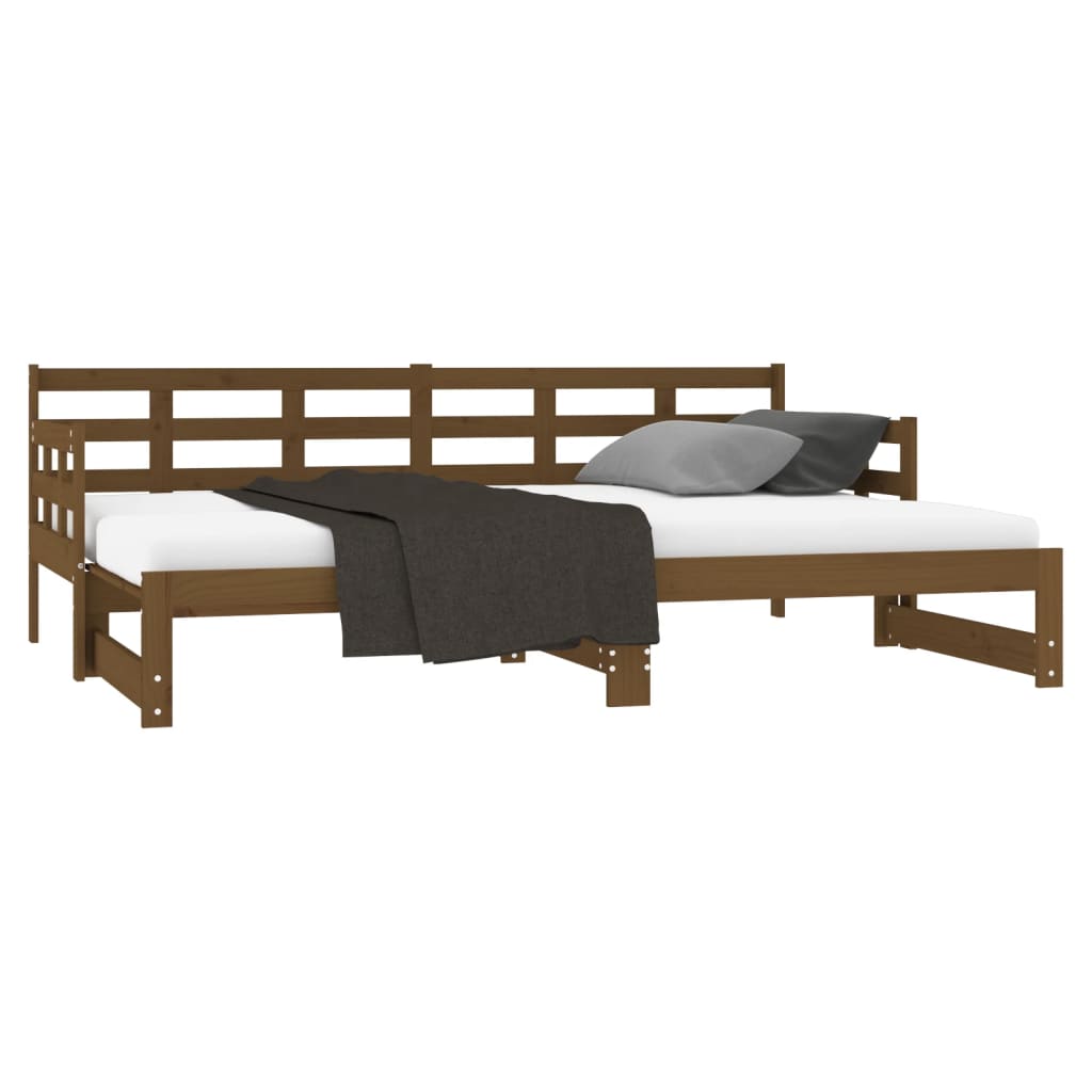 Estrutura sofá-cama de puxar pinho maciço branco 2x(90x190) cm