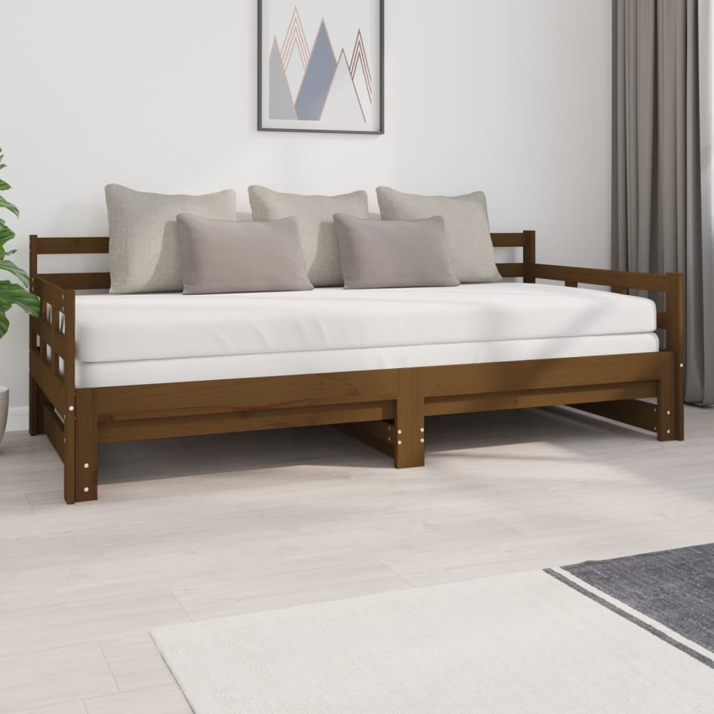 Estrutura sofá-cama de puxar pinho maciço branco 2x(90x190) cm