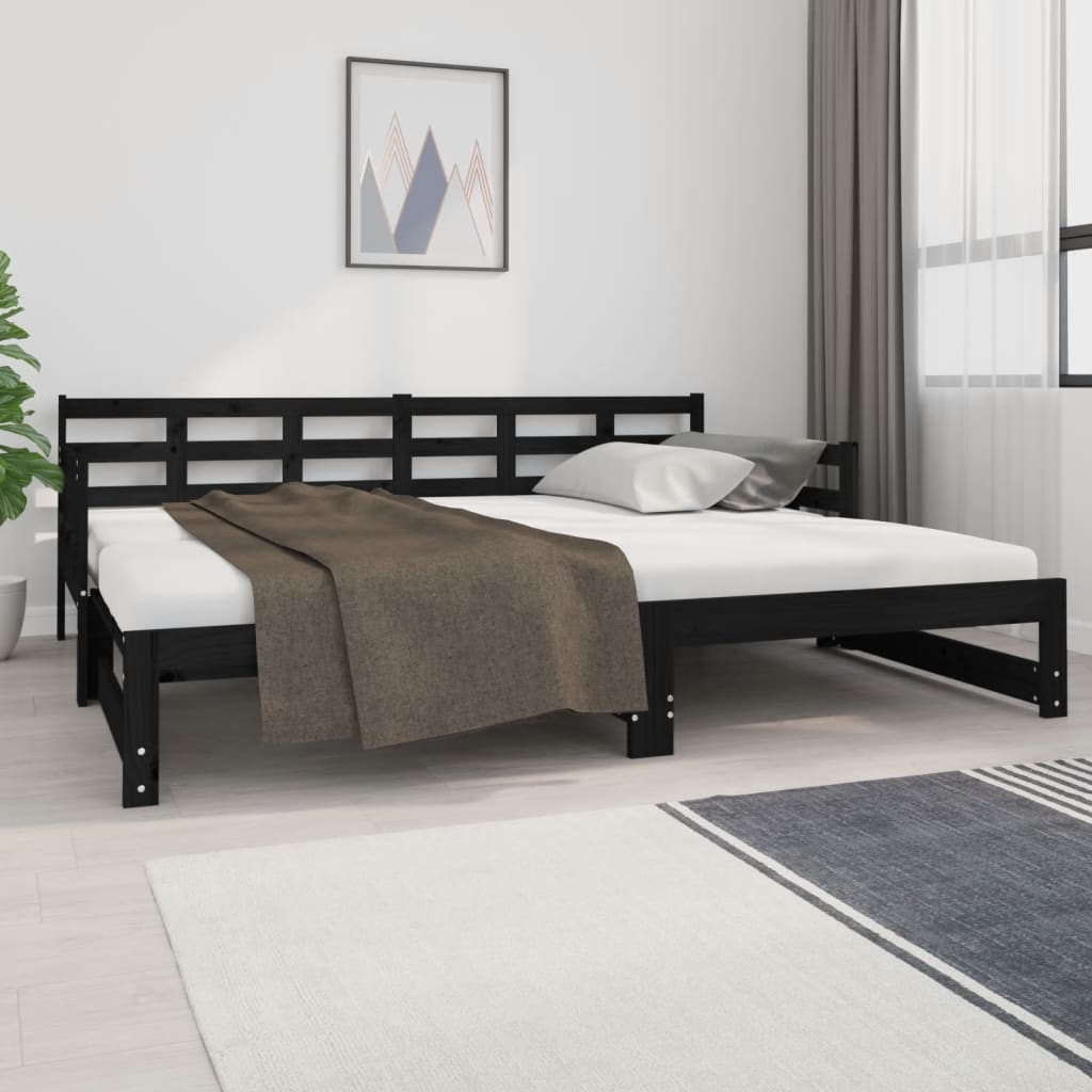 Estrutura sofá-cama de puxar pinho maciço branco 2x(90x190) cm