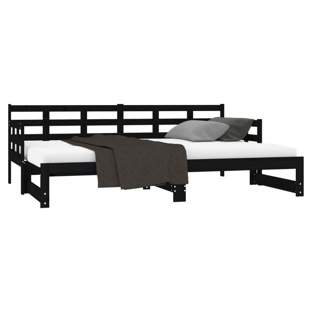 Estrutura sofá-cama de puxar pinho maciço branco 2x(90x190) cm