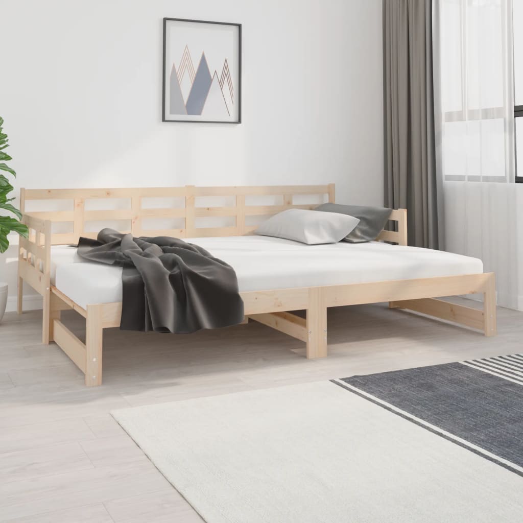 Estrutura sofá-cama de puxar pinho maciço branco 2x(90x190) cm