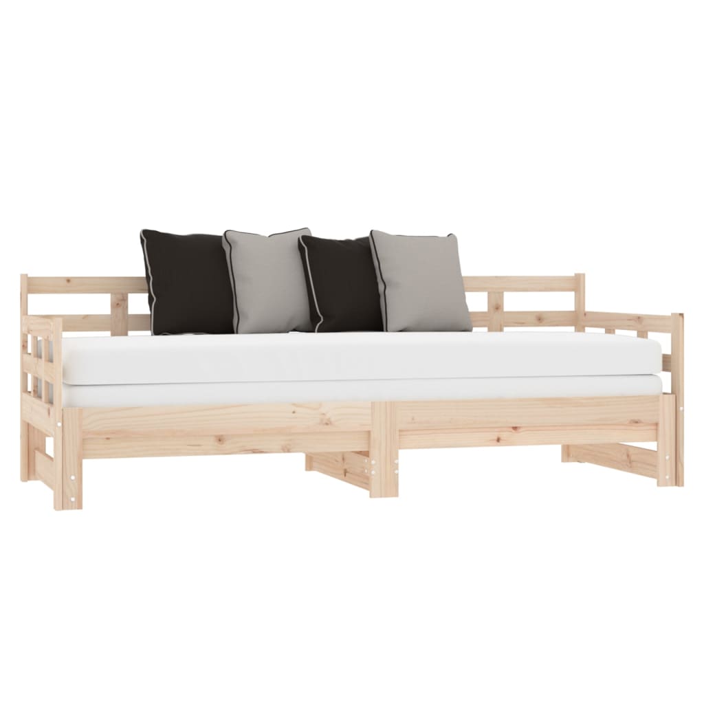 Estrutura sofá-cama de puxar pinho maciço branco 2x(90x190) cm