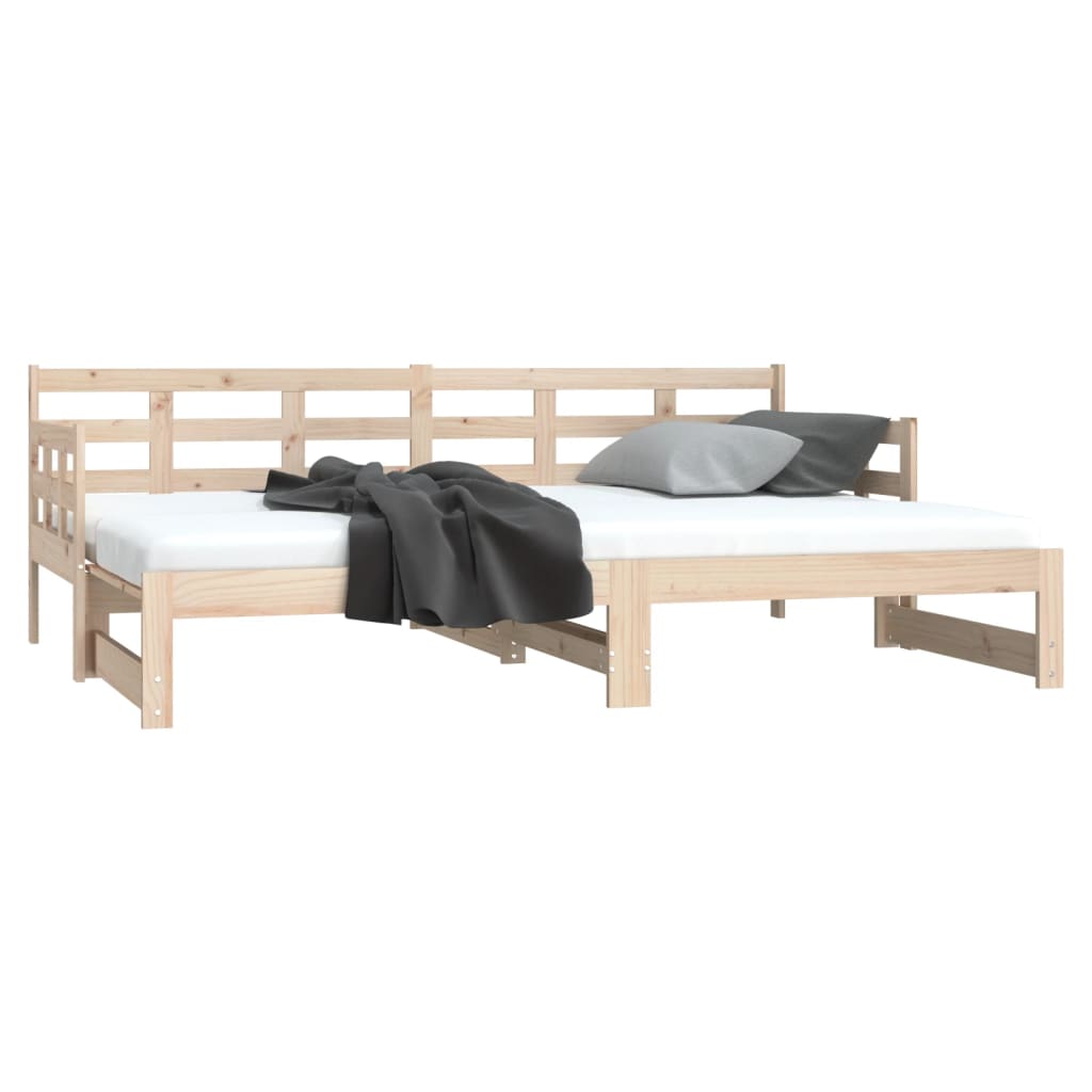 Estrutura sofá-cama de puxar pinho maciço branco 2x(90x190) cm