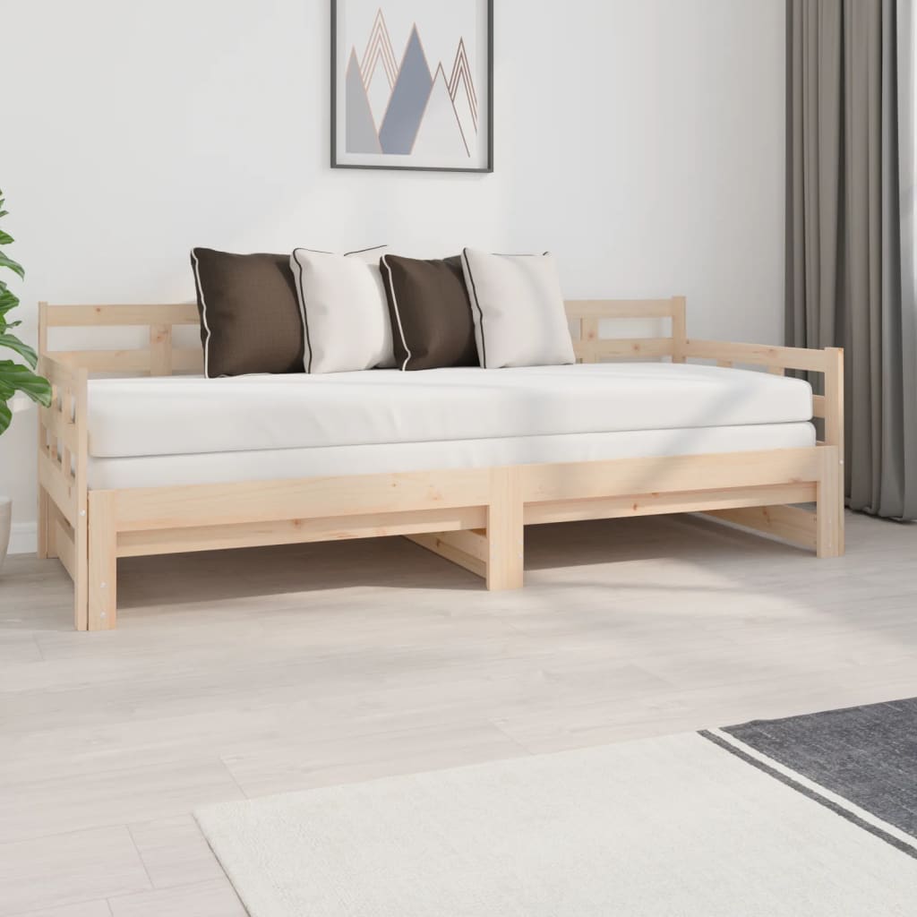 Estrutura sofá-cama de puxar pinho maciço branco 2x(90x190) cm